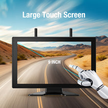 Load image into Gallery viewer, Magnetic Solar Wireless Backup Camera, 9" IPS Touchscreen Monitor HD1080P DVR Rear View Camera IP69 IR Night Vision No Wiring True 15000mAh Rechargeable Camera for RV, Trailer, Camper, Car,Truck