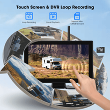 Load image into Gallery viewer, Xroose 4 Magnetic Solar Wireless Backup Camera HD 1080P 10.1" 1 Min Magnetic Easy Install No Wiring 4 Split Recording Monitor 15,000mah Solar Battery for Truck,Rv,Tractor,Camper,Trailer