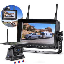 Load image into Gallery viewer, Xroose Magnetic Solar Wireless Backup Camera Plug and Play 7" 1080P HD DVR IPS Monitor,IR Night Vision,IP69 Waterproof 1-Min Solar Install,No-Drill,Xroose Wireless Backup Camera for Truck/Trailer/Camper