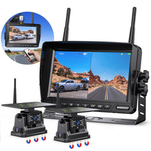Load image into Gallery viewer, Xroose Magnetic Solar Wireless Backup Camera Plug and Play 7" 1080P HD DVR IPS Monitor,IR Night Vision,IP69 Waterproof 1-Min Solar Install,No-Drill,Xroose Wireless Backup Camera for Truck/Trailer/Camper