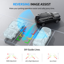 Load image into Gallery viewer, Xroose Solar Wireless Backup Camera with 5" 1080P Monitor,Auto On Off, 2-Min DIY Installation, 180° Adjustable Camera, Anti-Theft, Split Screen, IP69K Waterproof for Car Truck RV CWT501
