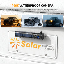 Load image into Gallery viewer, Xroose Solar Wireless Backup Camera with 5" 1080P Monitor,Auto On Off, 2-Min DIY Installation, 180° Adjustable Camera, Anti-Theft, Split Screen, IP69K Waterproof for Car Truck RV CWT501