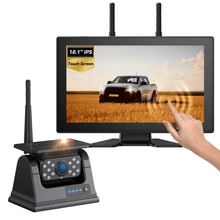 Load image into Gallery viewer, Xroose 4 Magnetic Solar Wireless Backup Camera HD 1080P 10.1" 1 Min Magnetic Easy Install No Wiring 4 Split Recording Monitor 15,000mah Solar Battery for Truck,Rv,Tractor,Camper,Trailer