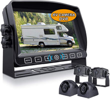 Load image into Gallery viewer, Xroose Backup Camera with 7" Touch Button Monitor Built-in Recorder for RV Semi Box Truck Trailer Motorhome, FHD DVR Screen + Waterproof Rear & Side View Backing Up Camera System for Reversing/Driving