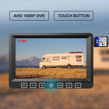 Load image into Gallery viewer, Xroose Backup Camera with 7" Touch Button Monitor Built-in Recorder for RV Semi Box Truck Trailer Motorhome, FHD DVR Screen + Waterproof Rear & Side View Backing Up Camera System for Reversing/Driving
