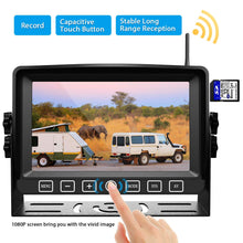 Load image into Gallery viewer, Wireless Backup Camera Kit 7” Monitor W/Upgraded Recorder Backing Up for RV Trailer Truck Camper Bus, Digital FHD 1080P Waterproof Front Rear Side View Camera Extra Stable Signal DVR System Xroose TW4