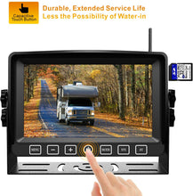 Load image into Gallery viewer, Wireless Dual Backup Camera with 7” Touch Button Rearview Monitor for RV Trailer Truck Motorhome Camper Digital 1080P AHD Rear Side View Cam with Long Range Operation Signal DVR System Xroose CM2