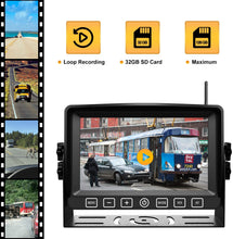 Load image into Gallery viewer, Wireless Dual Backup Camera with 7” Touch Button Rearview Monitor for RV Trailer Truck Motorhome Camper Digital 1080P AHD Rear Side View Cam with Long Range Operation Signal DVR System Xroose CM2