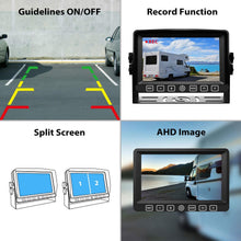 Load image into Gallery viewer, Xroose Backup Camera Kit, 7" Touch Button Recorder Monitor + 1080P FHD DVR Rear Side View Cam for RV Travel Trailer Truck Motorhome Camper Pickup Van, Waterproof IR Rearview Automotive Back Up System