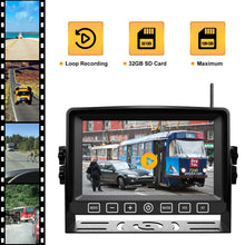 Load image into Gallery viewer, Wireless Backup Camera Kit 7” Monitor W/Upgraded Recorder Backing Up for RV Trailer Truck Camper Bus, Digital FHD 1080P Waterproof Front Rear Side View Camera Extra Stable Signal DVR System Xroose TW4