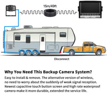 Load image into Gallery viewer, Xroose Backup Camera Kit, 7" Touch Button Recorder Monitor + 1080P FHD DVR Rear Side View Cam for RV Travel Trailer Truck Motorhome Camper Pickup Van, Waterproof IR Rearview Automotive Back Up System