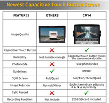 Load image into Gallery viewer, Xroose Backup Camera with 7" Touch Button Monitor Built-in Recorder for RV Semi Box Truck Trailer Motorhome, FHD DVR Screen + Waterproof Rear & Side View Backing Up Camera System for Reversing/Driving