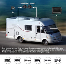 Load image into Gallery viewer, 1080P Backup Camera with 7" Monitor w/Advanced Recorder for RV Trailer Semi Box Truck Camper 5th Wheel, 3 FHD Waterproof Rear + Side View Cam DVR Quad View, Wired Reverse Back System for Driving, CY3