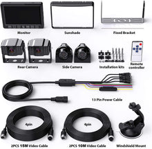 Load image into Gallery viewer, Xroose Backup Camera with 7" Touch Button Monitor Built-in Recorder for RV Semi Box Truck Trailer Motorhome, FHD DVR Screen + Waterproof Rear & Side View Backing Up Camera System for Reversing/Driving