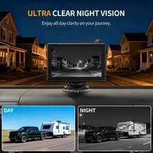 Load image into Gallery viewer, Xroose Solar Wireless Backup Camera with 5" 1080P Monitor,Auto On Off, 2-Min DIY Installation, 180° Adjustable Camera, Anti-Theft, Split Screen, IP69K Waterproof for Car Truck RV CWT501

