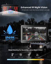 Load image into Gallery viewer, Xroose Wireless Backup Camera for Rvs, BSD Alert, AI Detection, 6X Zoom, 1080P 320FT Stable Signal, 150° Wide View, 4-Channel Expandable, Furrion Ready, IP69K Metal Housing CW7
