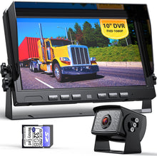 Load image into Gallery viewer, 10&quot; Wired 1080P Backup Camera Monitor System Kit, Advanced DVR Recording Function &amp; Full/Dual Split Screen Monitor w/ IP69 Waterproof Rear/Side Camera for Truck Trailer RV Bus Camper, Xroose C101
