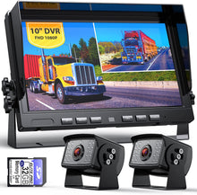 Load image into Gallery viewer, Xroose 10&quot; Large Backup Camera Monitor System, HD 1080P, IP69 Waterproof, Stability Recording, Parking Lines Guiding to Reverse for Trailer/Truck/Tractor/Box Truck/Motorhome/RV (C102)
