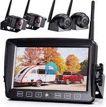 Load image into Gallery viewer, Xroose Backup Camera Wireless W/Touch Key DVR 7&quot; FHD Monitor for Truck RV Trailer Rear Side View Reversing 4 Back Up Camera W/Built-in Recorder Monitor Stable Signal System, CW4
