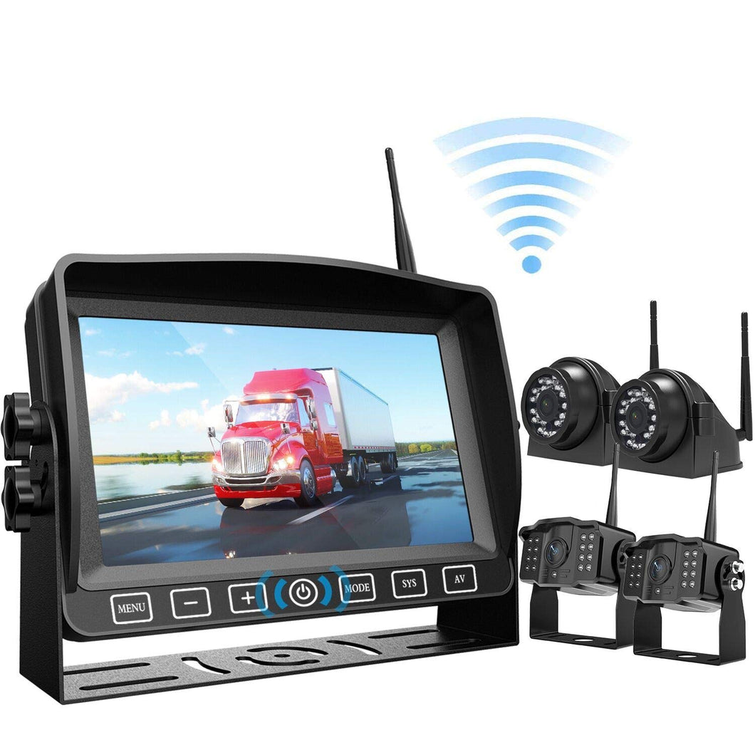 Wireless Backup Camera Kit 7” Monitor W/Upgraded Recorder Backing Up for RV Trailer Truck Camper Bus, Digital FHD 1080P Waterproof Front Rear Side View Camera Extra Stable Signal DVR System Xroose TW4