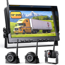 Load image into Gallery viewer, 1080P Wireless Backup Camera w/ Built-in Recorder 10&quot; FHD Monitor, Front Rear Side View Reversing Camera + Extra Stable Signal IP69 Monitor System for Truck RV Trailer Motorhome Camper, Xroose CW103
