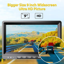 Load image into Gallery viewer, 1080P Wireless Backup Camera w/ Built-in Recorder 9&quot; FHD Monitor, Front Rear Side View Reversing Camera + Extra Stable Signal IP69 Monitor System for Truck RV Trailer Bus Motorhome Camper, Xroose WX4
