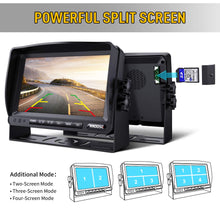 Load image into Gallery viewer, Backup Camera with 7&quot; Monitor Built-in Upgraded Recorder for RV Semi Box Truck Trailer 4 Quad Screen HD Waterproof IR Rearview Backing Up Camera System Great for Reversing/Driving by Xroose
