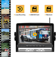 Load image into Gallery viewer, Xroose Backup Camera Wireless with DVR 9&quot; FHD Monitor for Truck RV Trailer Rear Side View Reversing 4 Back Up Camera W/Built-in Recorder Monitor Stable Signal System CX4
