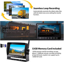 Load image into Gallery viewer, Xroose Backup Camera Wireless W/Touch Key DVR 7&quot; FHD Monitor for Truck RV Trailer Rear Side View Reversing 4 Back Up Camera W/Built-in Recorder Monitor Stable Signal System, CW4
