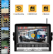 Load image into Gallery viewer, Wireless Dual Backup Camera with 7” Touch Button Rearview Monitor for RV Trailer Truck Motorhome Camper Digital 1080P AHD Rear Side View Cam with Long Range Operation Signal DVR System Xroose CM2
