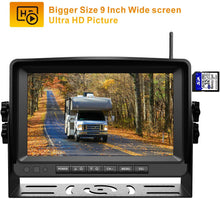 Load image into Gallery viewer, Xroose Backup Camera Wireless with DVR 9&quot; FHD Monitor for Truck RV Trailer Rear Side View Reversing 4 Back Up Camera W/Built-in Recorder Monitor Stable Signal System CX4
