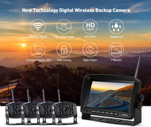 Load image into Gallery viewer, Wireless Backup Camera with Monitor System Split Screen for RV Rearview Reversing Back Camera No Interface IP69 Waterproof + Big 7&#39;&#39; Wireless Monitor for Truck Trailer Heavy Box Truck Motorhome
