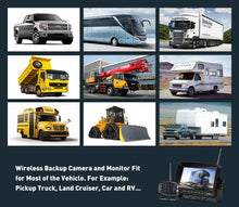 Load image into Gallery viewer, Wireless Backup Camera with Monitor System Split Screen for RV Rearview Reversing Back Camera No Interface IP69 Waterproof + Big 7&#39;&#39; Wireless Monitor for Truck Trailer Heavy Box Truck Motorhome
