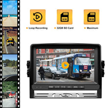 Load image into Gallery viewer, Backup Camera with 7&quot; Touch Button Monitor Built-in Upgraded Recorder for RV Semi Box Truck Trailer 4 Quad Screen FHD Waterproof IR Rear &amp; Side View Backing Up Camera System for Reversing/Driving
