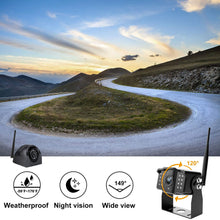 Load image into Gallery viewer, Wireless Dual Backup Camera with 7” Touch Button Rearview Monitor for RV Trailer Truck Motorhome Camper Digital 1080P AHD Rear Side View Cam with Long Range Operation Signal DVR System Xroose CM2
