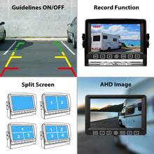 Load image into Gallery viewer, 1080P Backup Camera with 7&quot; Monitor w/Advanced Recorder for RV Trailer Semi Box Truck Camper 5th Wheel, 3 FHD Waterproof Rear + Side View Cam DVR Quad View, Wired Reverse Back System for Driving, CY3
