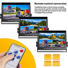 Load image into Gallery viewer, 10&quot; Wired 1080P Backup Camera Monitor System Kit, Advanced DVR Recording Function &amp; 1/2/3/4 Split Screen Monitor w/ IP69 Waterproof Rear/ Side View Camera for Truck Trailer RV Bus Camper, Xroose C104
