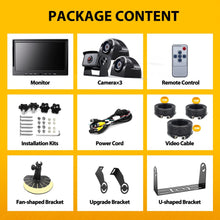Load image into Gallery viewer, 10&quot; Wired 1080P Backup Camera Monitor System Kit, Advanced DVR Recording Function &amp; 1/2/3/4 Split Screen Monitor w/ IP69 Waterproof Rear/ Side View Camera for Truck Trailer RV Bus Camper, Xroose C103
