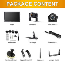Load image into Gallery viewer, 1080P Wireless Backup Camera w/ Built-in Recorder 10&quot; FHD Monitor, Front Rear Side View Reversing Camera + Extra Stable Signal IP69 Monitor System for Truck RV Trailer Motorhome Camper, Xroose CW104
