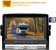 Load image into Gallery viewer, Xroose Digital Backup Camera + Large 9&quot; Recorder Monitor Kit for RV Trailer, FHD Rear Front Side View Reverse Cam + Screen for Backing Vehicle, Reversing Camper Truck Motorhome 5th Wheel, YX4
