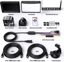 Load image into Gallery viewer, Xroose Backup Camera with Monitor Kit, 7&quot; Recorder Monitor + 1080P FHD Wired Rear Side View Cam + for RV Trailer Truck Motorhome Camper, Waterproof IR Rearview Automotive Back Up System Y2
