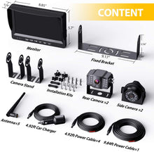 Load image into Gallery viewer, Xroose Backup Camera Wireless with DVR 9&quot; FHD Monitor for Truck RV Trailer Rear Side View Reversing 4 Back Up Camera W/Built-in Recorder Monitor Stable Signal System CX4
